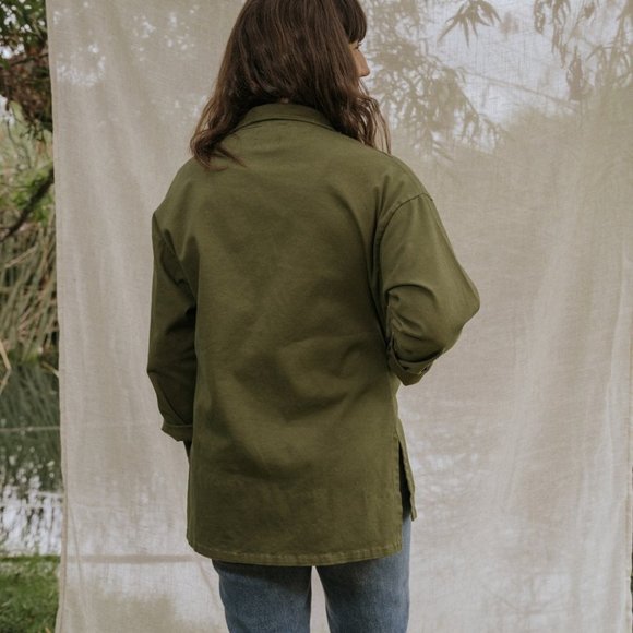 Mien Studios Painters Button Jacket in Forest Green - Picture 2 of 6